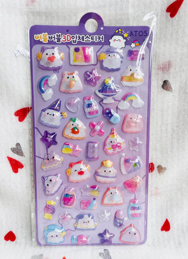 Bubble Puffy 3D Stickers Kawaii Ghosties Atos